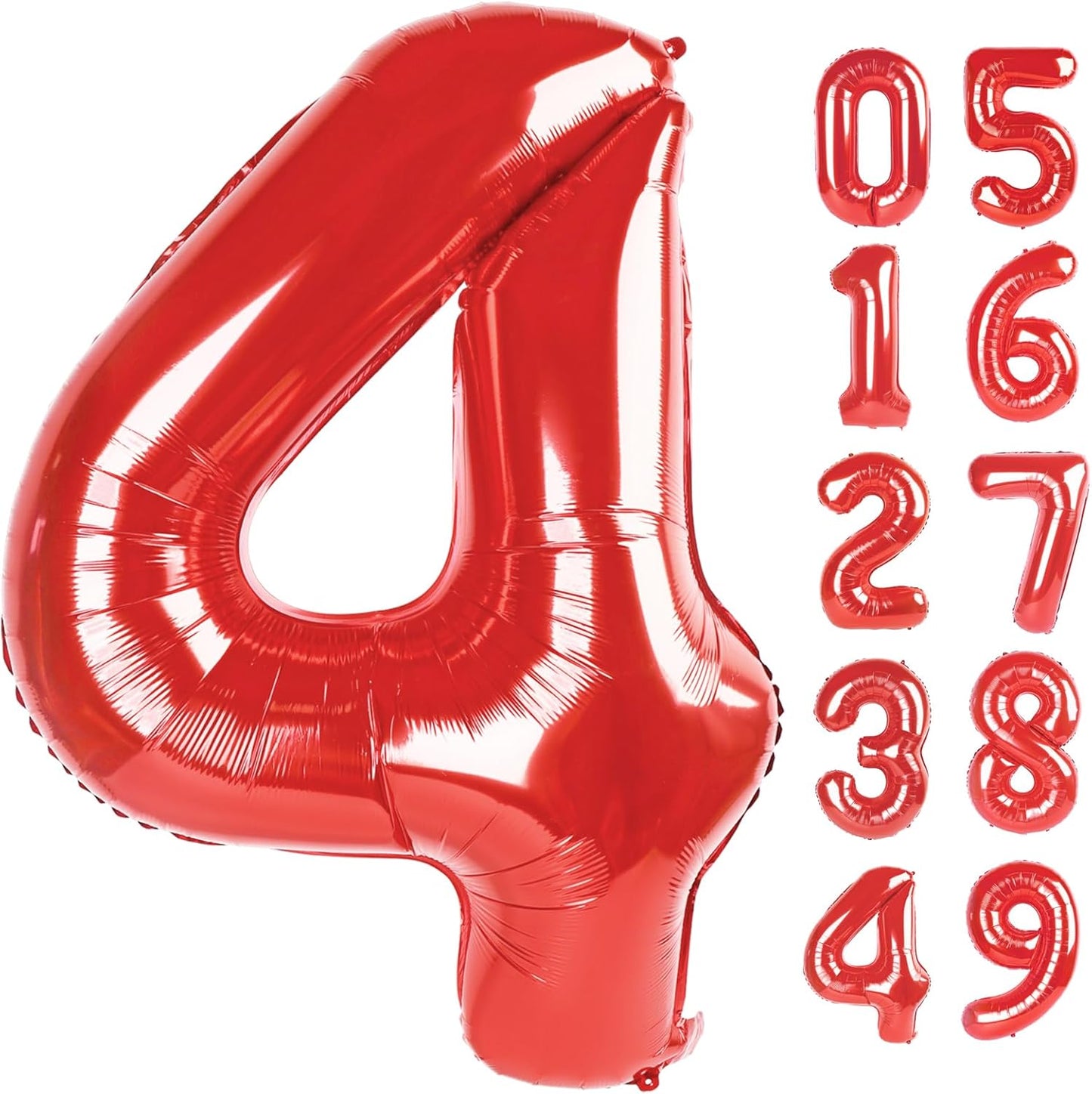 Number Balloon 40 Inch Red 4 Balloon, Red Large Numbers 4 Four Balloon Decor, 4 14 24 34 40 44 48 New Years Balloons Birthday Party Supplies