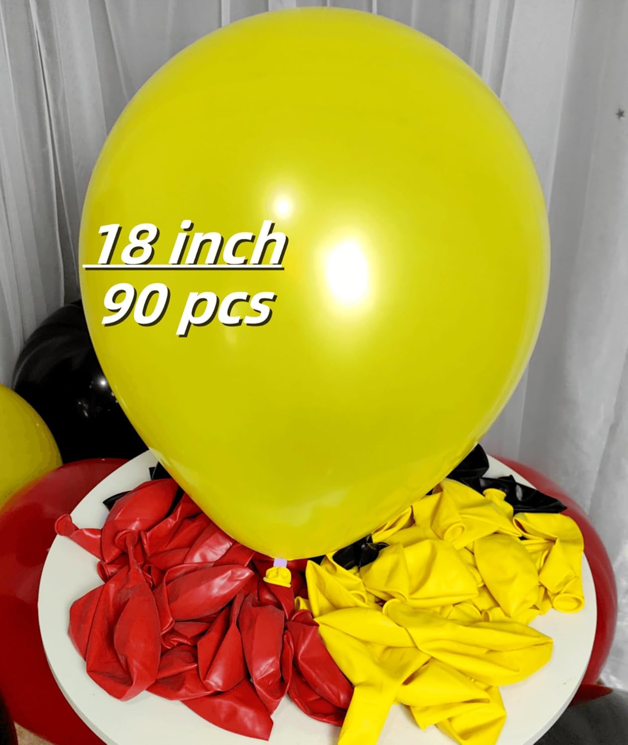 90 Pack red Yellow Black Balloons 100 of each of the 3 colors 18 inch Large Red Yellow Black Latex Party Balloon Bulk for Various Party Events Decorations