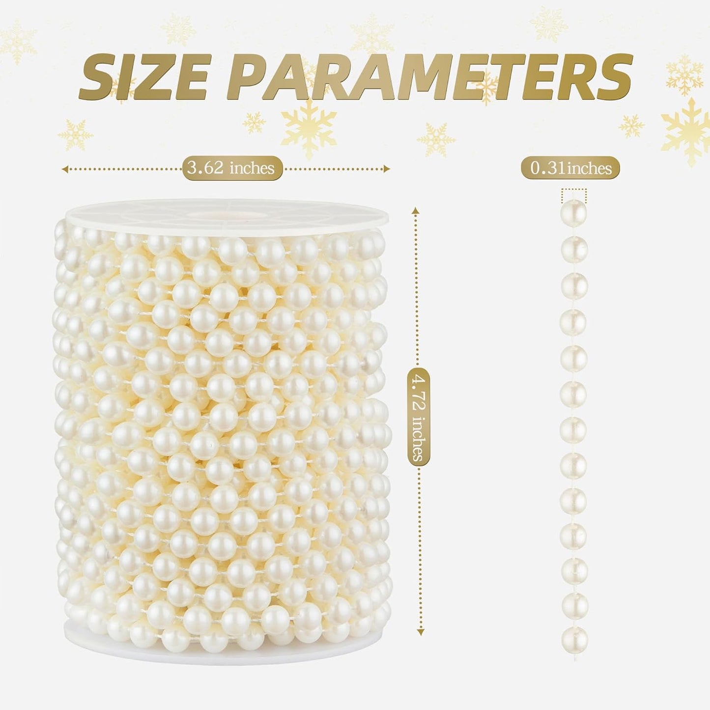 48 Feet Faux Pearl Beads Garland 8mm Craft String Pearls for Wedding Centerpiece Christmas Tree and Flowers Decoration DIY (Ivory)