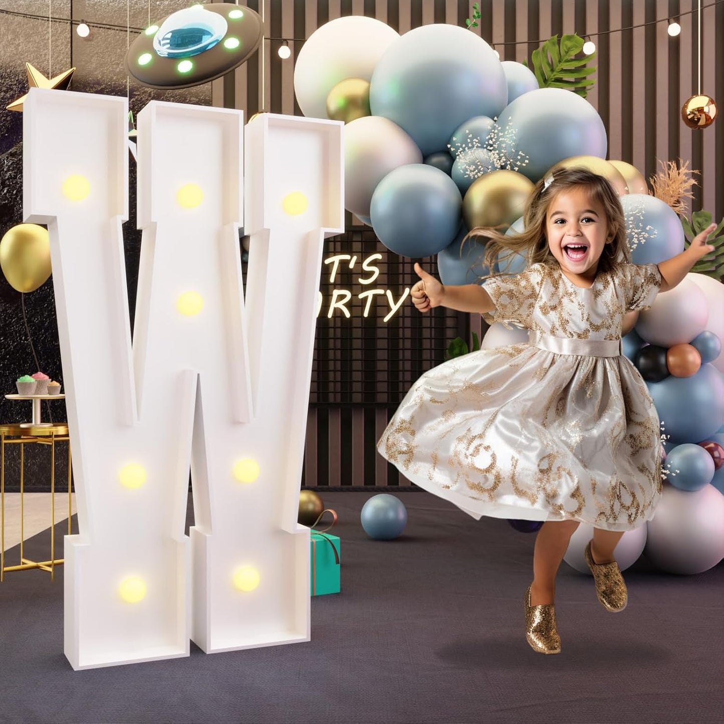 imprsv Marquee Light Up Letters, 3FT Marquee Letters for Birthday Baby Shower Wedding Decorations Light Up Letters for Engagement Party Decor, Large Marquee Letters for Party Decorations, Letter W