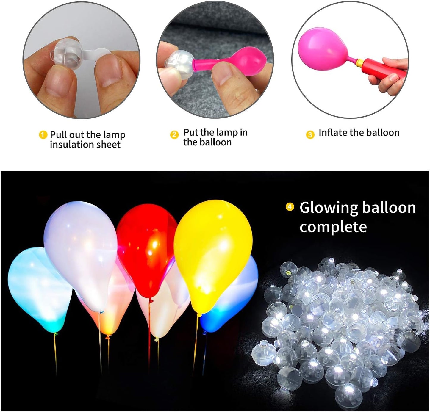 200pcs White LED Balloon Light, Tiny Light Mini Round Led Ball Lamp for Paper Lantern Balloon, Indoor Outdoor Event - Fun Halloween Christmas Party Wedding Decoration Supplies
