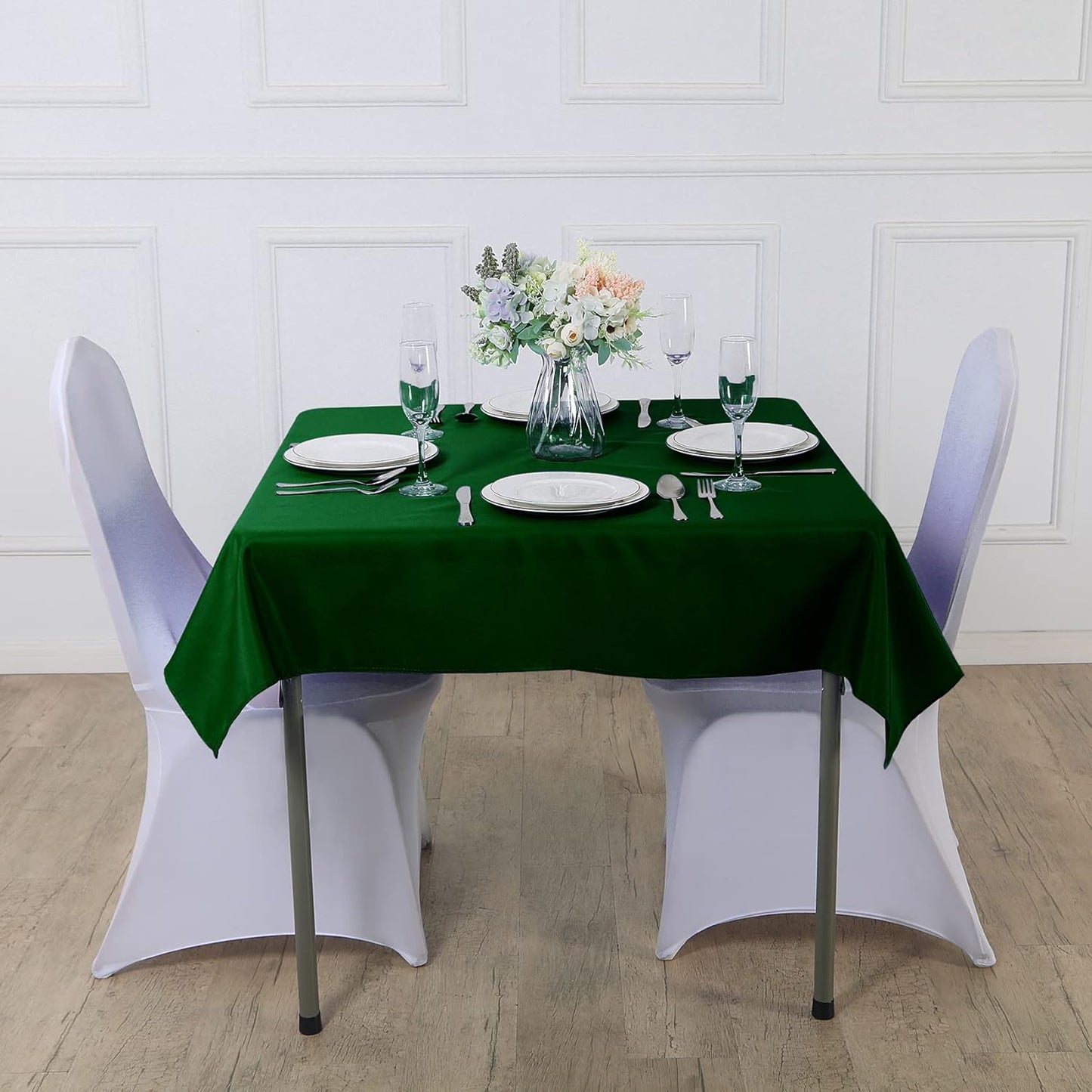 CupuamonSquare Tablecloth 70x70 inch Washable Polyester Fabric Table Cloth for Wedding Party Dining Banquet Decoration（70x70,Hunter）