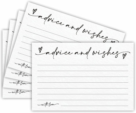 30 Advice & Wishes Cards - Minimalism White - Double Sided Fill-In Advice Cards For Bridal, Wedding, Graduate Party, Mr & Mrs, Retirement, Baby Shower, Party Favor & Supplies - A02