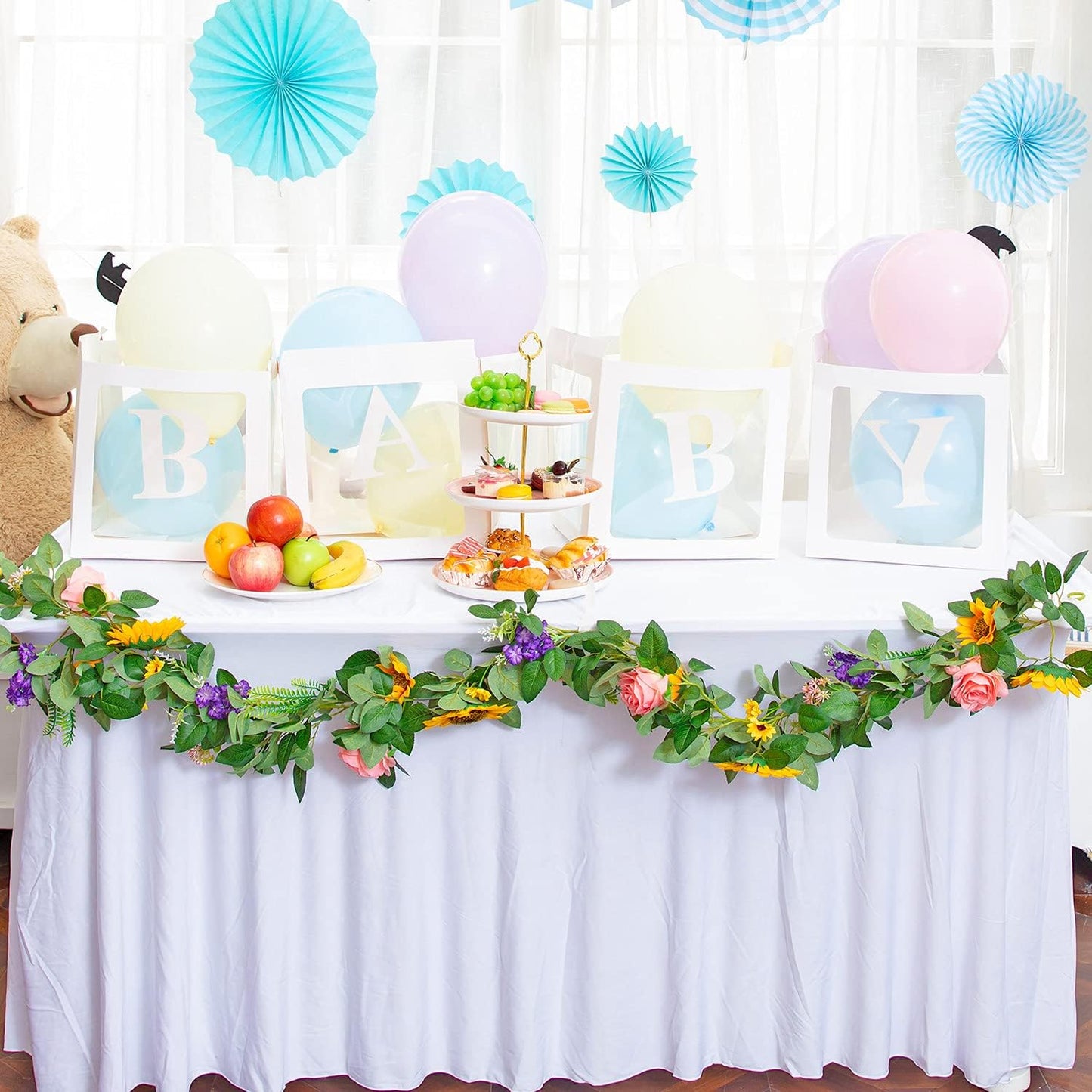 Naidiler Artificial Flower Garland, Sunflower & Rose Vines, Boho Wedding & Birthday Decor, 6ft Straight, Pink & Yellow, Fabric & Plastic