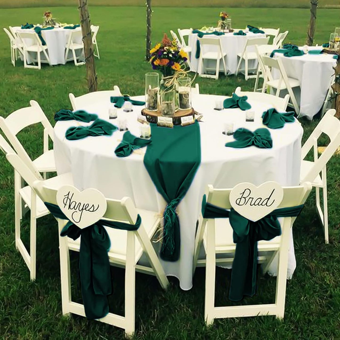 fani 120 PCS Forest Green Satin Chair Sashes Bows Universal Chair Cover for Wedding Reception Restaurant Event Decoration Banquet,Party,Hotel Event Decorations (7 x 108 inch)