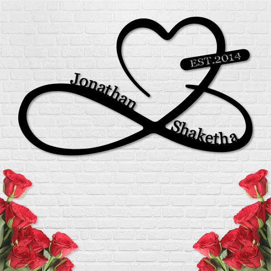 Infinity Heart Metal Wall Decor, Unique Infinity Heart Wall Decor Love Sign Plaque Steel Art Geometric Wall Decor Set Cut Out for Outside