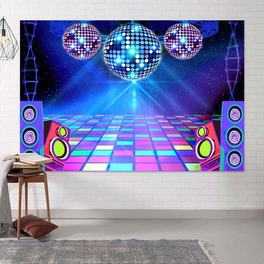 Dance Party Backdrop Retro 80s 90s Theme Stage Dance Ball Music Birthday Party Decoration DJ Photography Background 10 x 8 ft for Baby Shower Picture Photo Shoot Polyester Fabric, Red