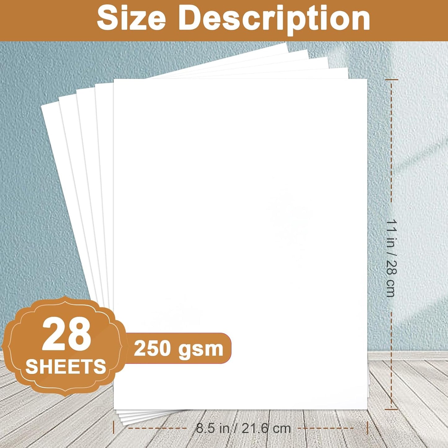 28 Sheets Bright White Cardstock 8.5 x 11 Certificate Paper, 92lb/250gsm White Card Stock Printer Paper for DIY Cards, Wedding, Business Cards, Menus, Invitations