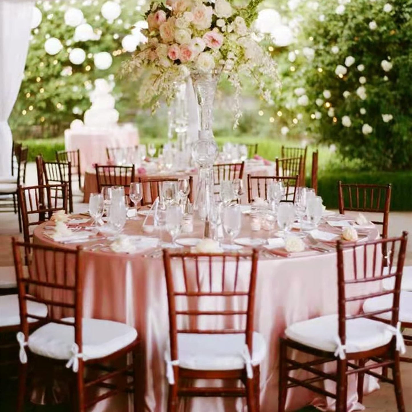 fani 6 Pack 120 Inch Rose Gold Round Tablecloth - Premium Silky Satin Tablecloth Overlay Smooth Fabric Table Cover Linens, Table Decoration for Wedding Party Banquet Events Restaurant Kitchen Dining