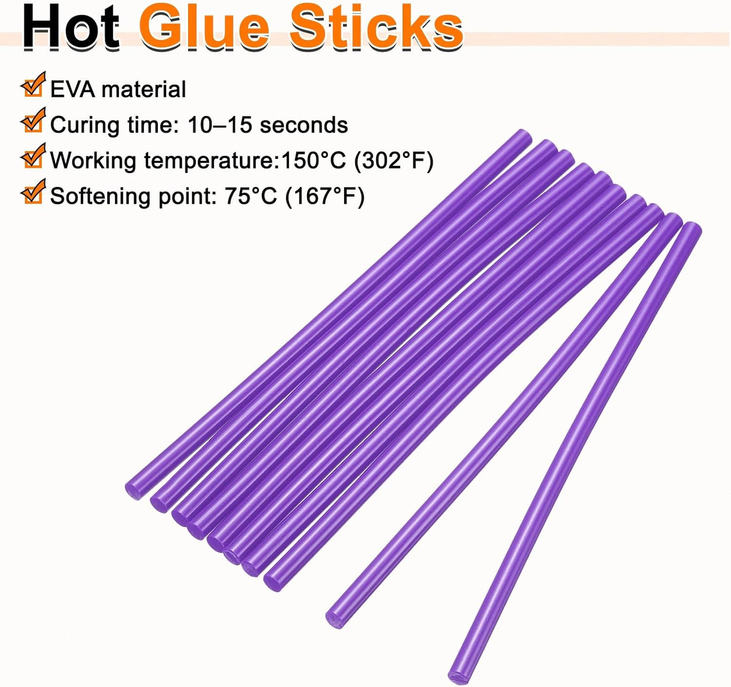 HARFINGTON 10pcs Hot Glue Sticks 0.28" Dia x 9.84" Long EVA Mini Hot Melt Adhesive Glue Stick for Hot Melt Gun Wood Plastic Glass Flowers Fabrics Foam, Purple