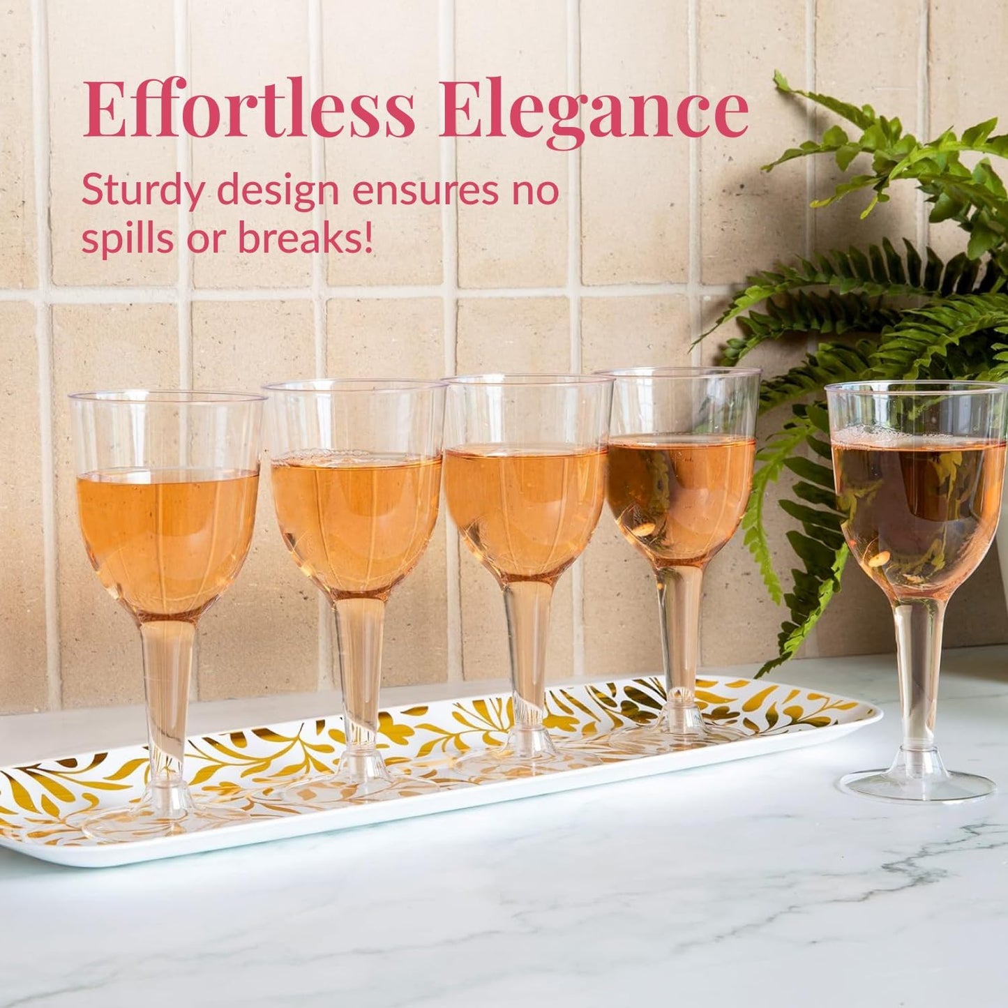 Prestee 24 Clear Stemmed Plastic Wine Glasses - 10 oz Disposable Wine Glasses for Parties - Plastic Wine Cups with Stem for Weddings, Wine Tasting, Patio Gatherings, and Elegant Party Supplies