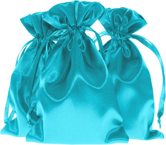 3" x 4" Teal Satin Gift Bags, Jewelry Bags, Wedding Favor Drawstring Baby Shower Christmas 50 per Pack