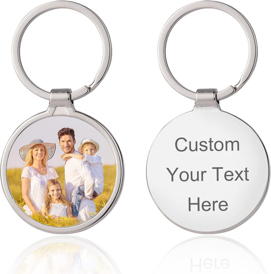 Personalized Custom Keychain with Picture - Turnable Double Sided Colorful Photo Key chains Memorial Gifts for Family Lover