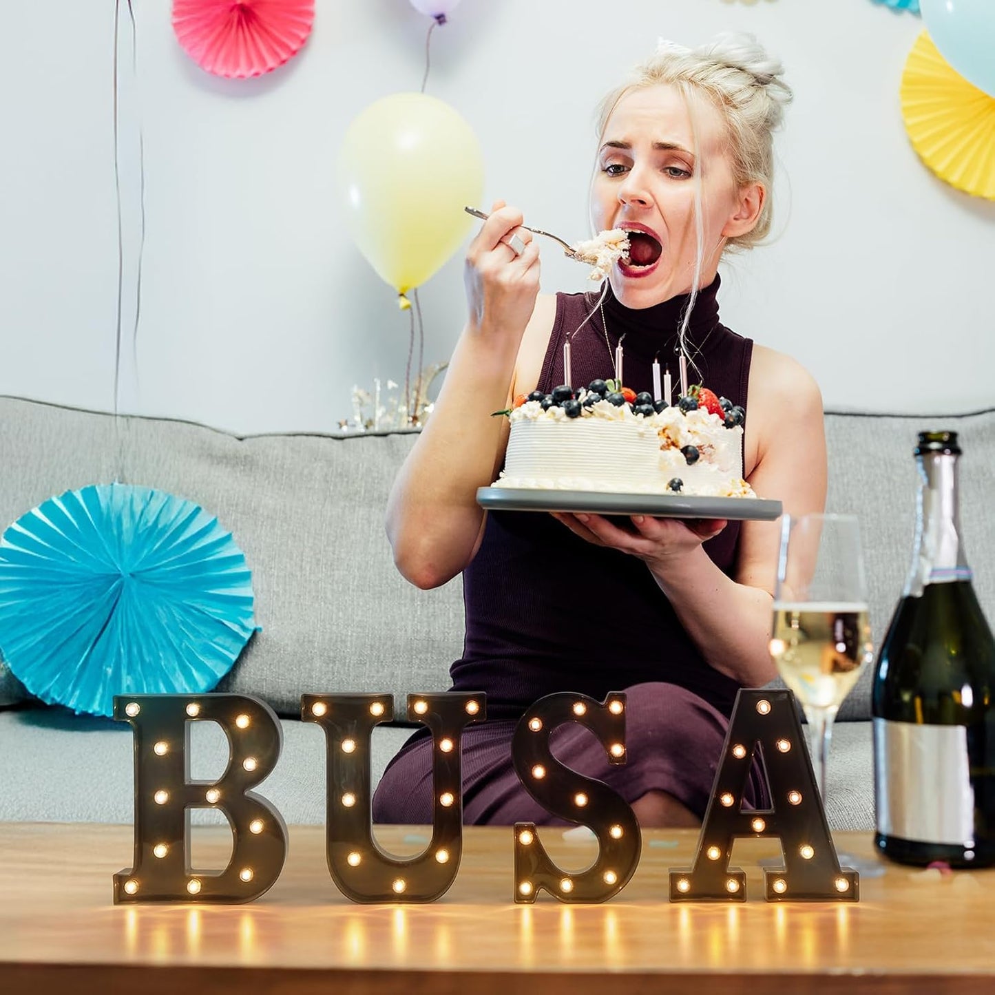 Foaky Black LED Letter Lights for Room Decor - Bedroom Wall Decor, Alphabet Lights for Home, Wedding, Party - Battery Operated （P）