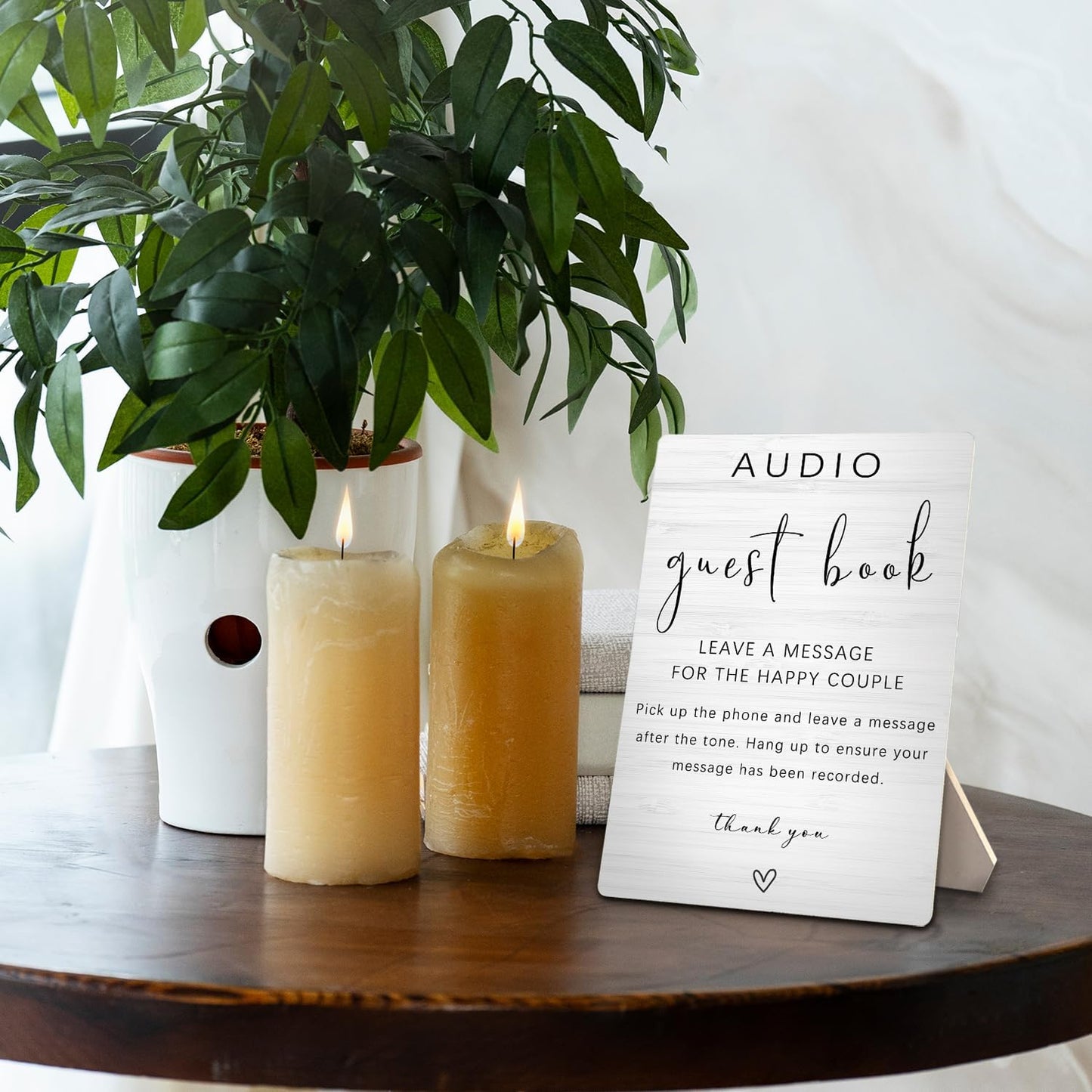 Audio Guestbook Sign, Audio Phone Guestbook Wooden Stand 8x11.2inch, Audio Guest Book Wedding Wooden Stand, Wedding Telephone Phone Audio Message Guest Book Sign, Wedding Table Decoration