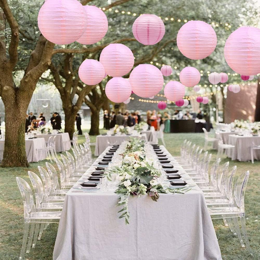 BEISHIDA 6-Inch Pink Round Paper Lanterns Hanging Decorative Chinese Paper Lanterns Lamp for Valentine Birthday Wedding Party Decoration and Baby Bridal Shower（6 Packs）