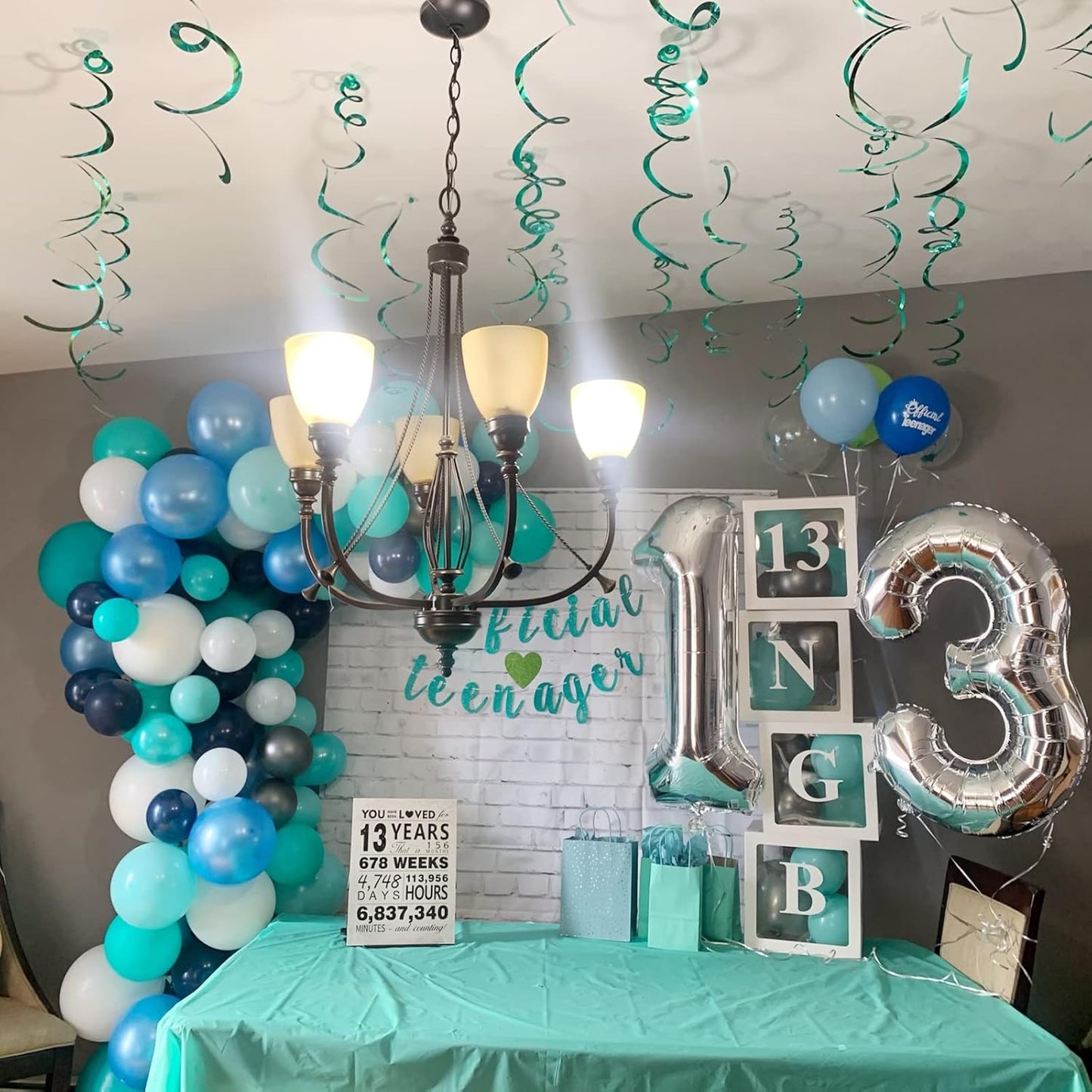 Blue White Balloons, 50 Pcs 12 Inch Teal Blue Navy Blue Light Blue Matte White Latex Balloons, Turquoise Blue White Aqua Balloon for Girls Boys Birthday Baby Bridal Shower Wedding Party Decorations