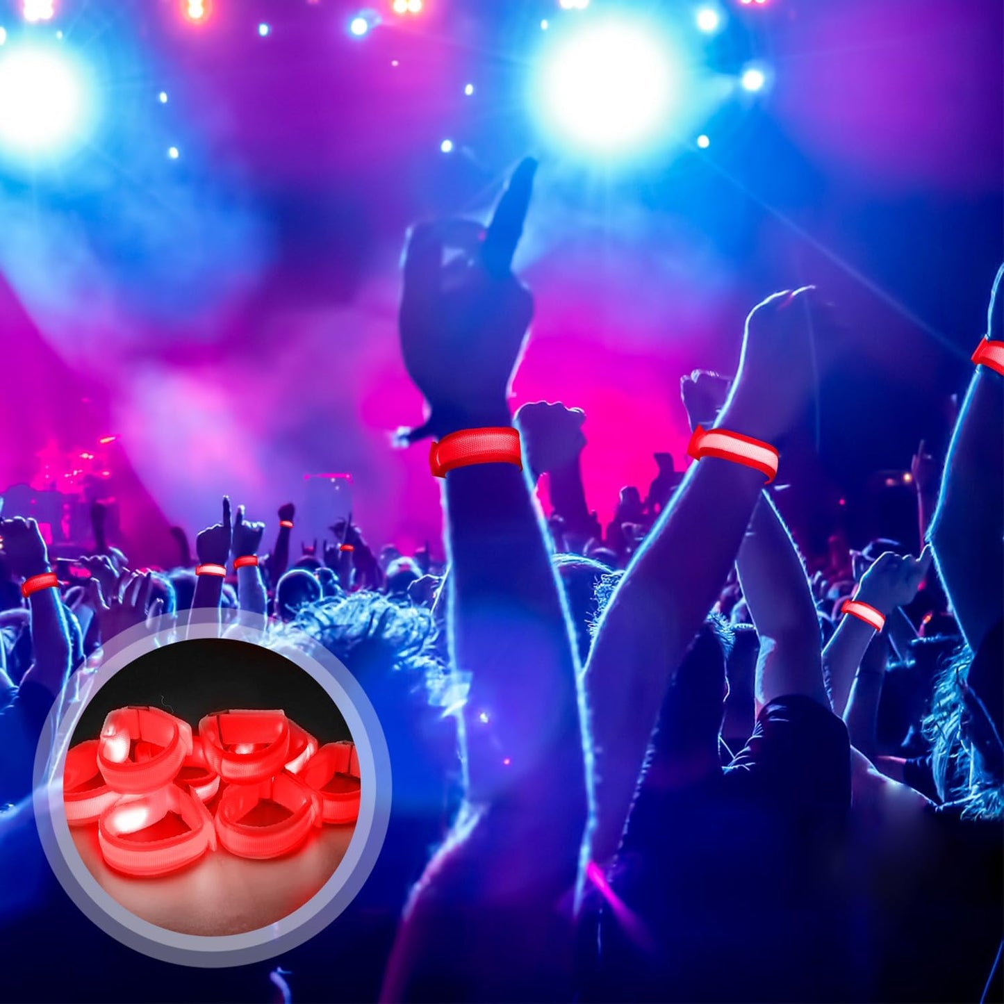 M.best 8pcs LED Light Up Bracelets Glow Flashing Wristbands Glow in The Dark Party Supplies for Wedding, Raves, Concert, Camping,Sporting Events, Party