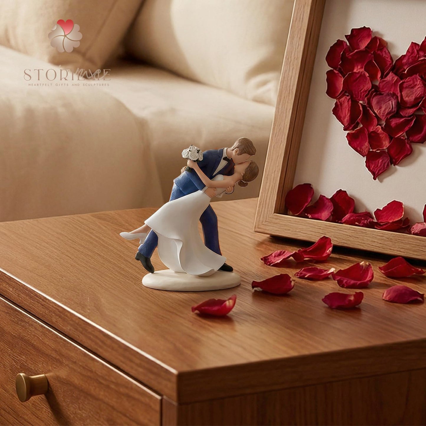 Storieme 4.7” Classy Bride and Groom Cake Toppers (0.5LBS with Secure Base)