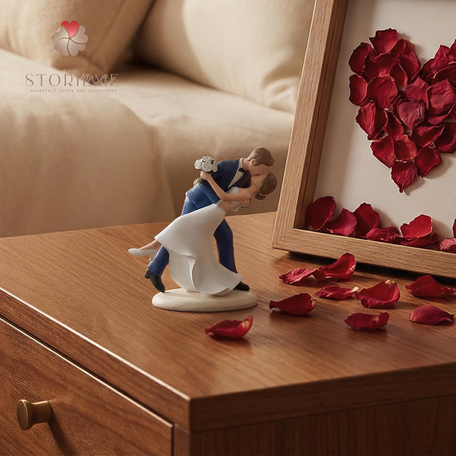 Storieme 4.7” Classy Bride and Groom Cake Toppers (0.5LBS with Secure Base)