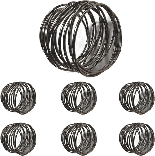 Black Napkin Rings - 6 PCS Metal Napkin Rings(Twisted Wire) Napkin Holders Buckles for Family Dinner, Wedding, Party,Table Decorations