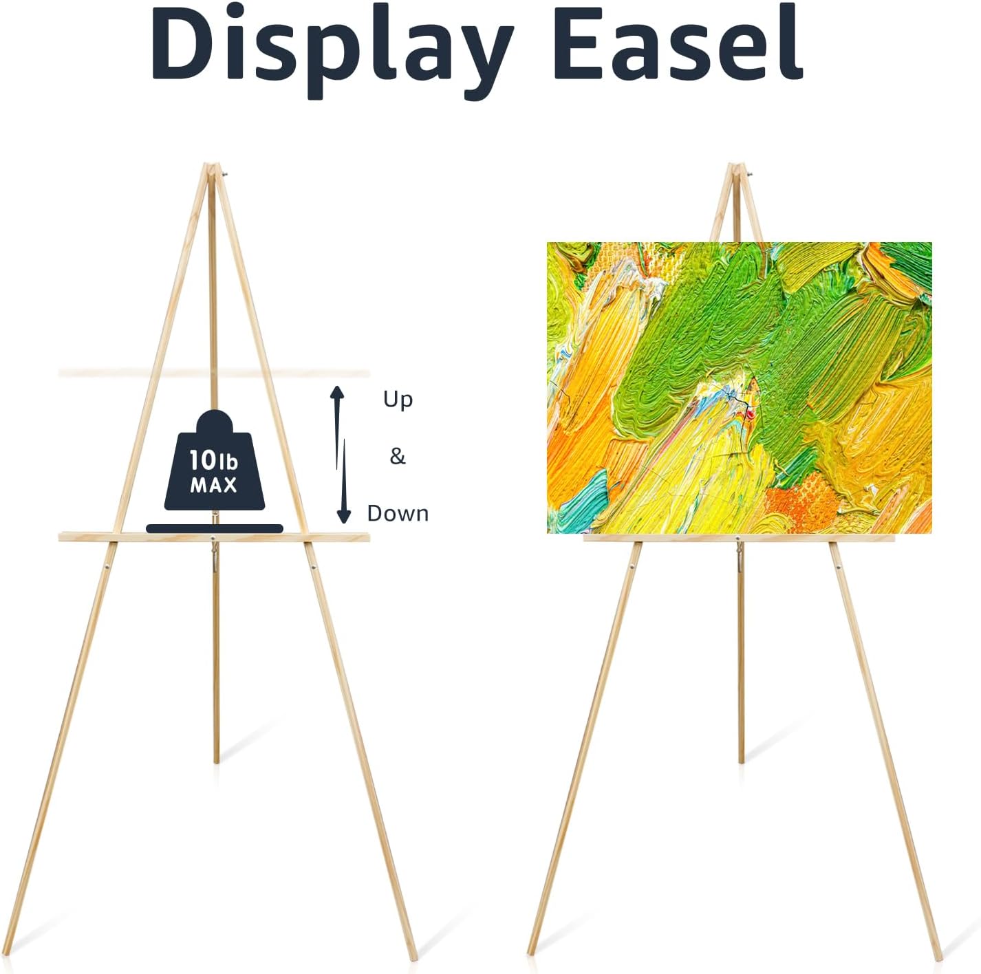 Wooden Easels for Display, Wood Easels for Wedding Signs, Stand Tripod with Adjustable Tray A-Frame Light Duty for Poster, Welcome Sign, Art Show & Baby Shower (3 Pack, 63")