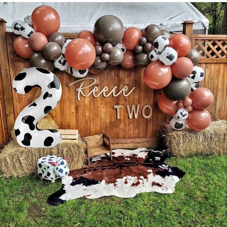 40 Inch Big Cow Print Number 2 Balloon Birthday Decoration, Number 2 Helium Balloon 12 20 22 23 24 26 28 32 42 Celebration, Boy Girl Baby Anniversary Party Graduations Supplies Decorations