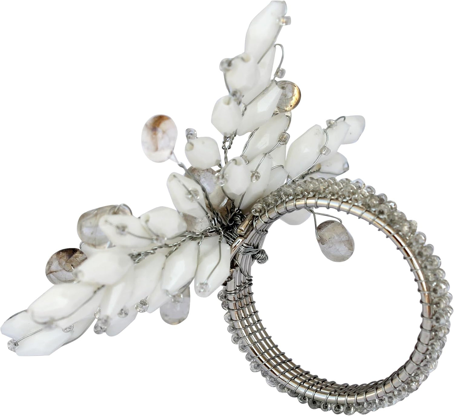 Napkin Rings Set of 12 for Dining Table Decoration Parties Everyday Metal Napkin Holder Leaf White (Pack of 12)