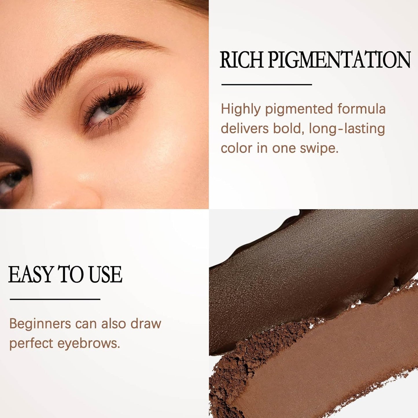 Boobeen Eyebrow Palette, 4 Colors Brow Powder Kit, Eye Brow Pomade with Double-ended Brush, Long-lasting Eye Makeup Kit, Sculpt & Define Eyebrows, for Beginners