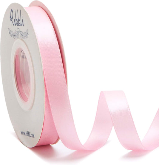 Ribbli Double Faced Light Pink Satin Ribbon,1/2” x Continuous 25 Yards,Use for Bows Bouquet,Gift Wrapping,Baby Shower,Floral Arrangement