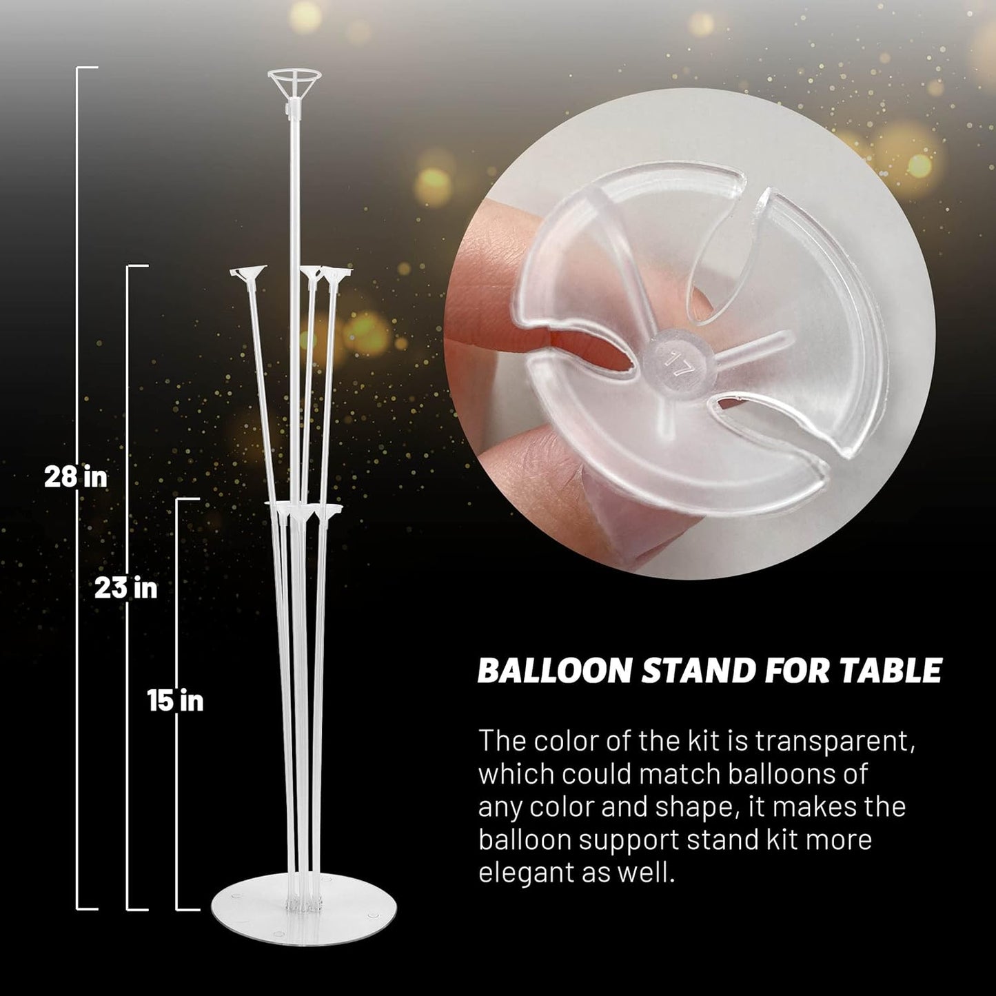 JOYYPOP 4 Sets Balloon Stand Kit For Table, Balloon Sticks with Base Birthday Graduation Party Decorations Wedding