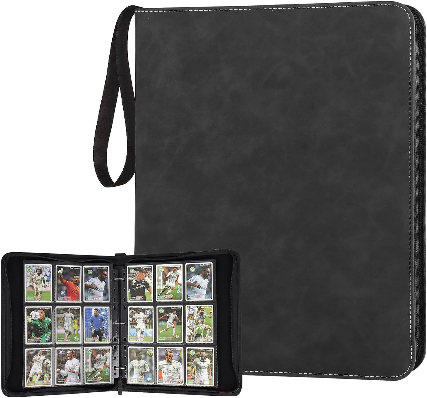 Trading Card Binder, Premium 9 Pocket Card Binder, 720 Double Sided Pocket PU Collection Binder, Collector Album, Card Holder for MTG, TCG, Sports Cards (Marble Black)