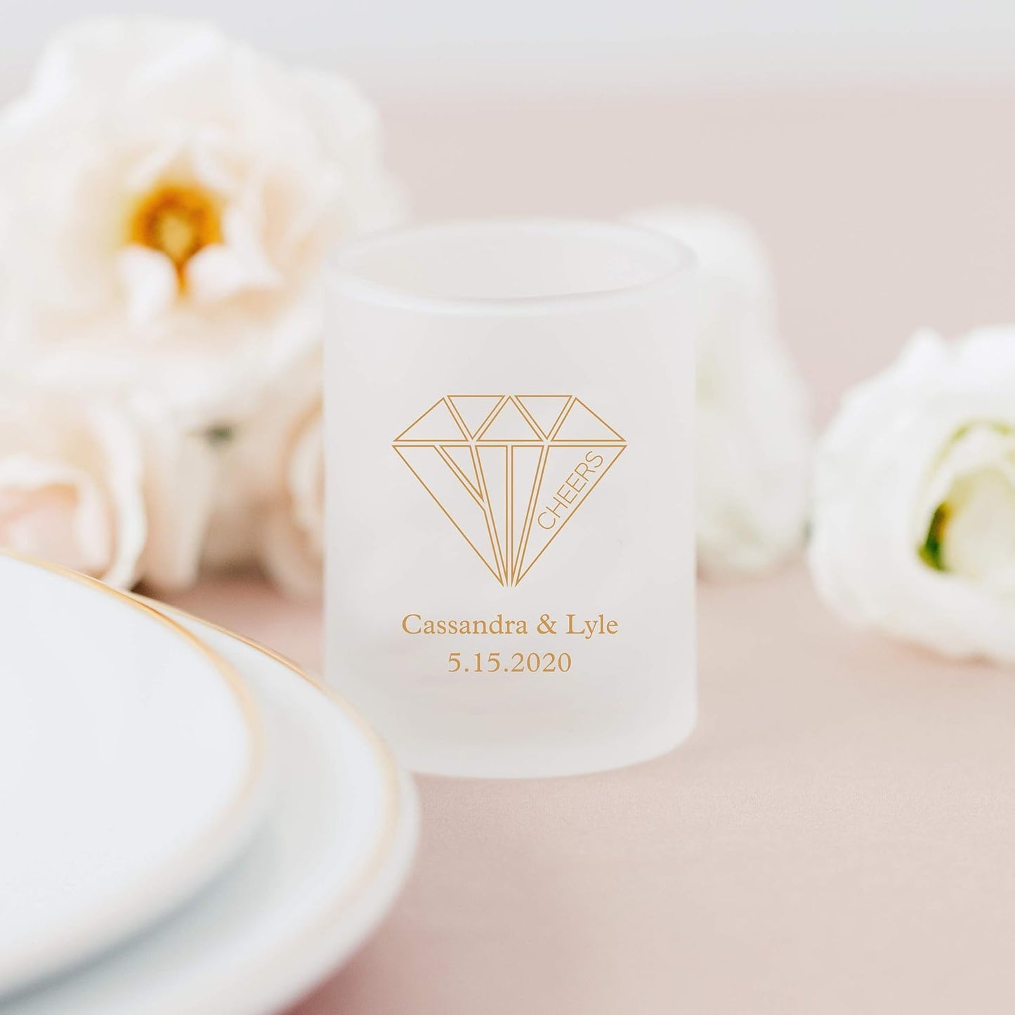 WEDDINGSTAR Personalized 3oz Frosted Shot Glass Customizable Full Color Print - 120 pack