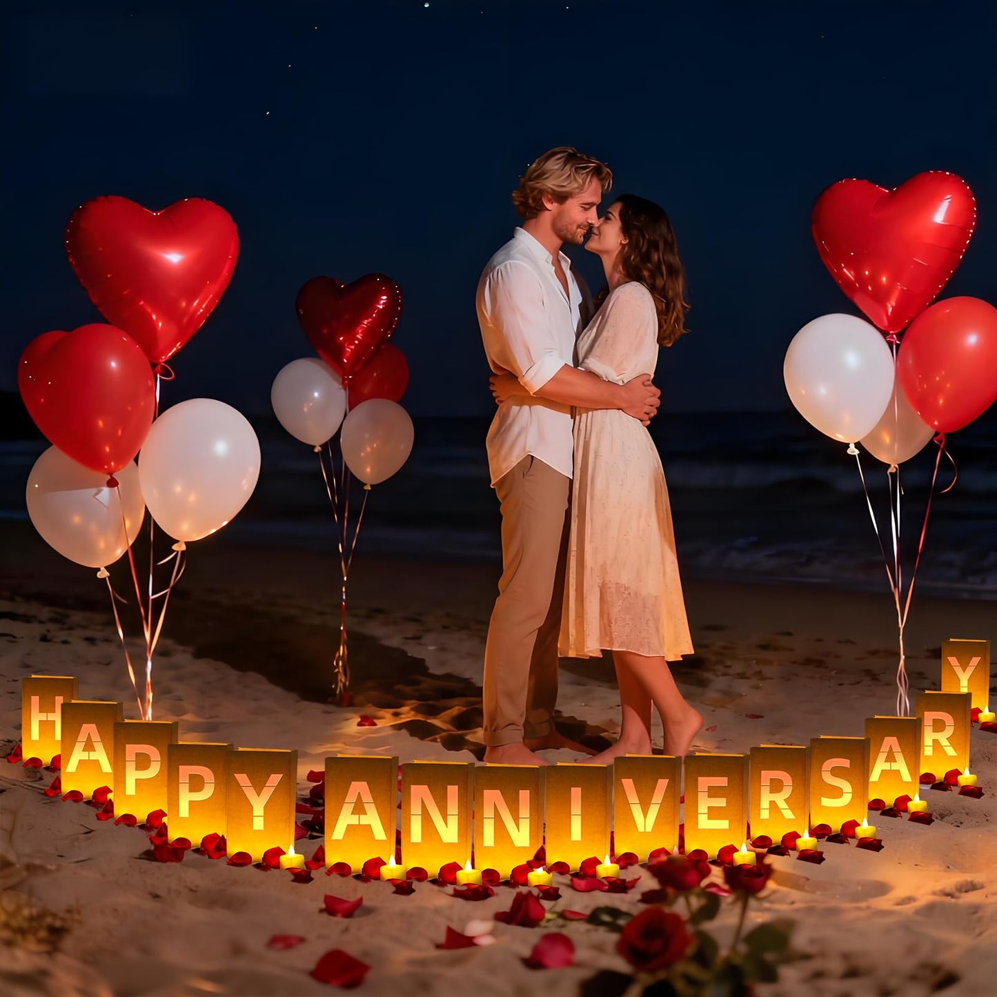Peledic Happy Anniversary Light Up Letters, Include Light up Letters, with Tea Lights Candles