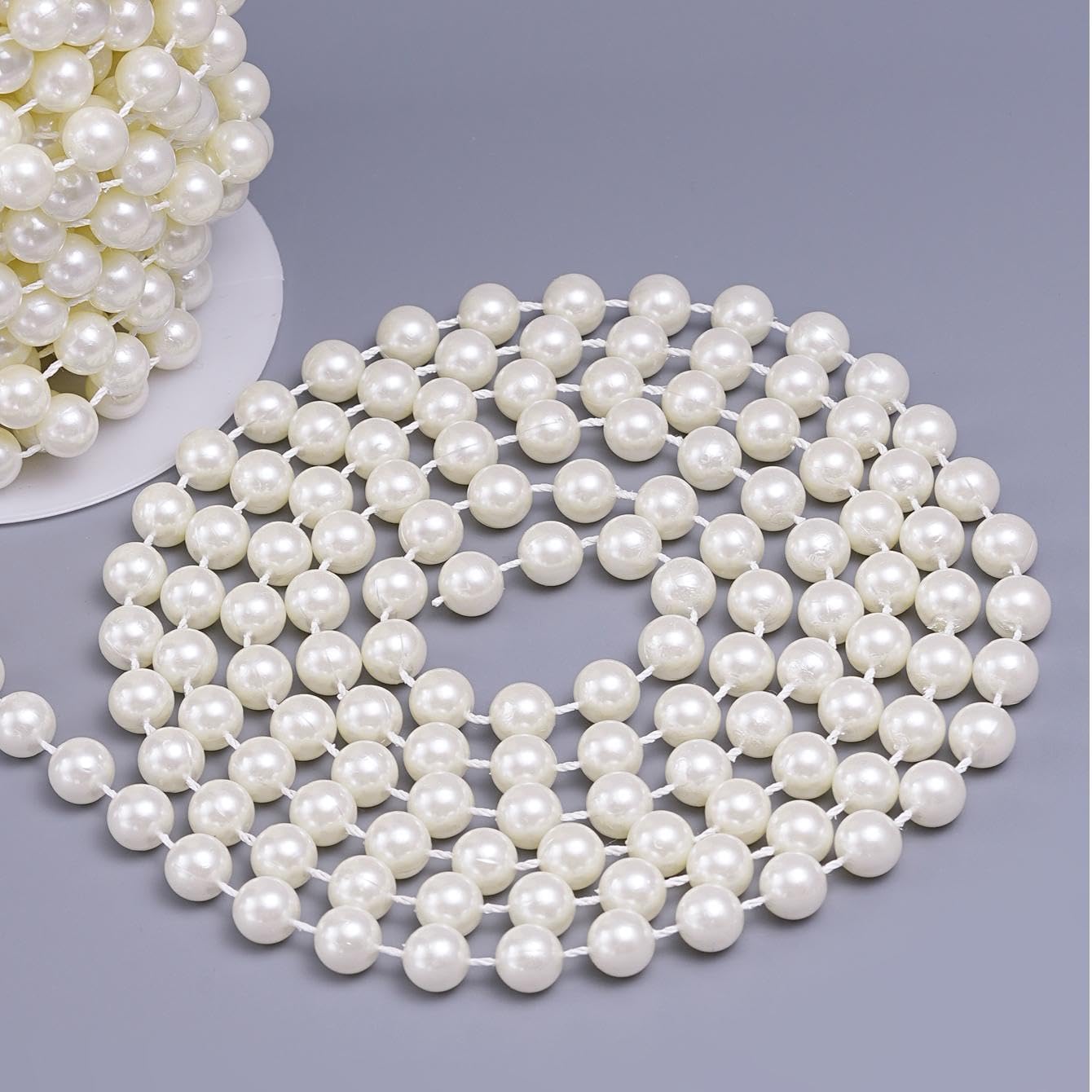 20 Yards/59 Feet Pearl Garland Craft String Pearls, Faux Pearl for Wedding Party Decoration, Christmas Tree Decorations and DIY Crafts (Ivory, 8 mm 59 Feet)