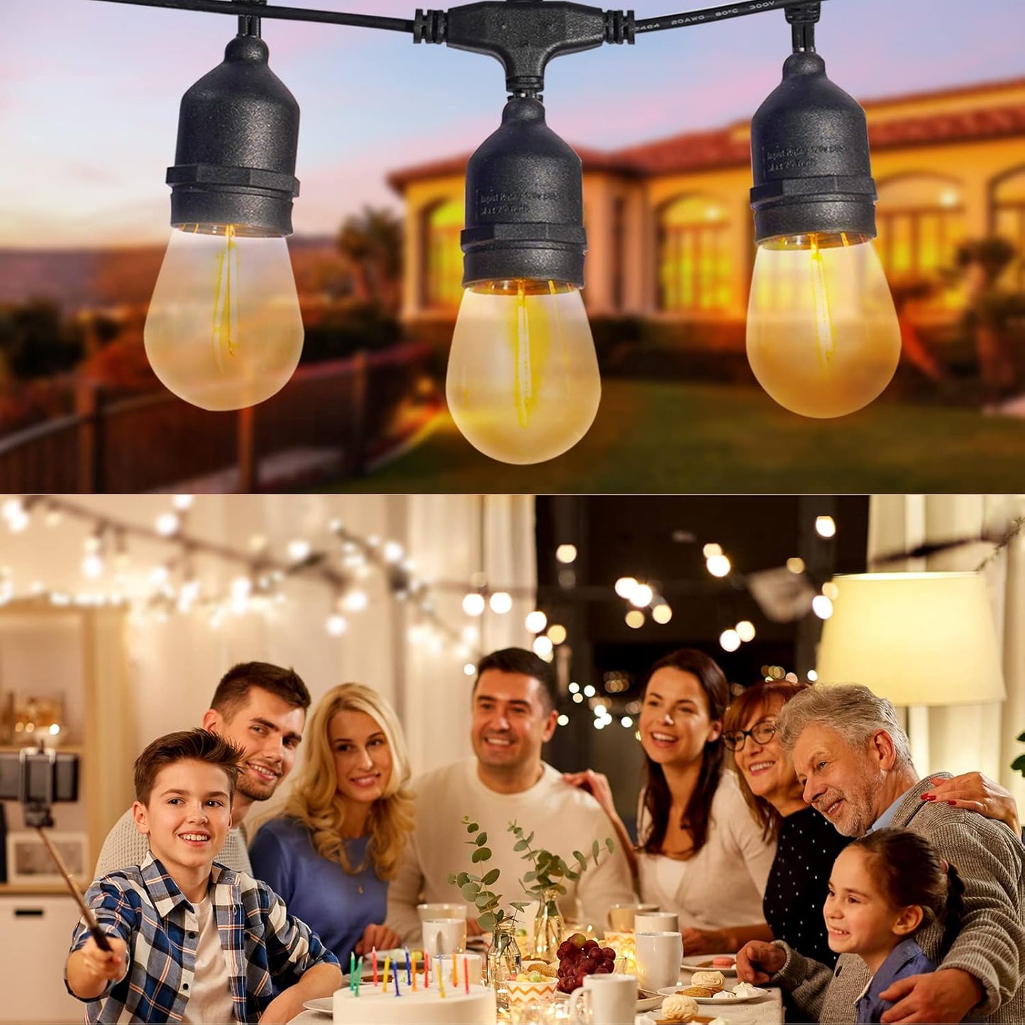 27FT Solar String Lights Outdoor with Remote, Dimmable Waterproof Solar Powered Patio Lights for Garden, Backyard, Camping, Party Shatterproof LED Edison Bulbs & Color Changing.