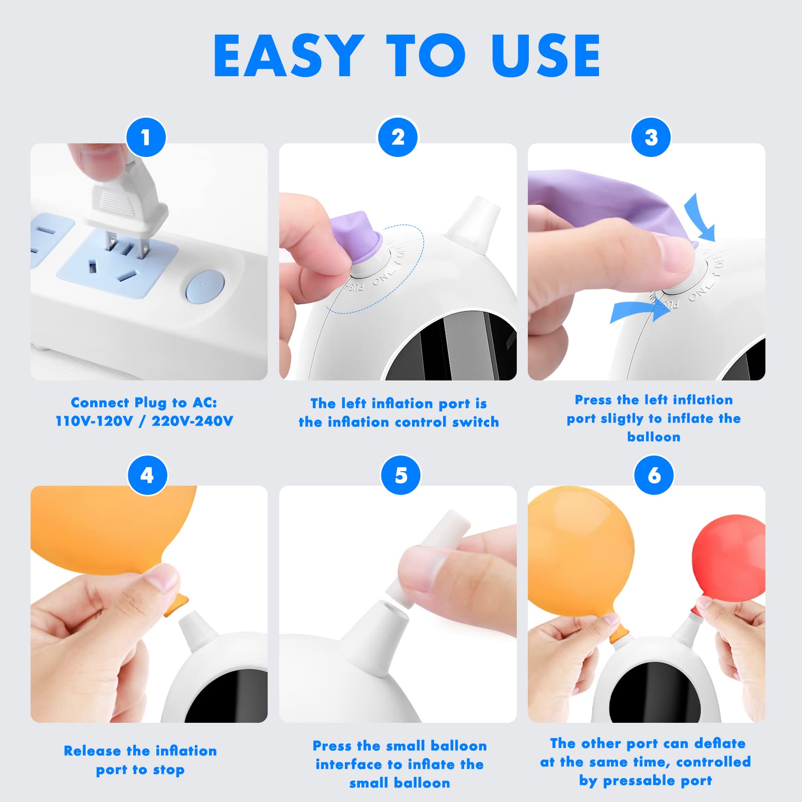Balloon Pump Electric, SPLAKS Balloons Inflator Air Pump Portable Balloon Blower for Garland Arch