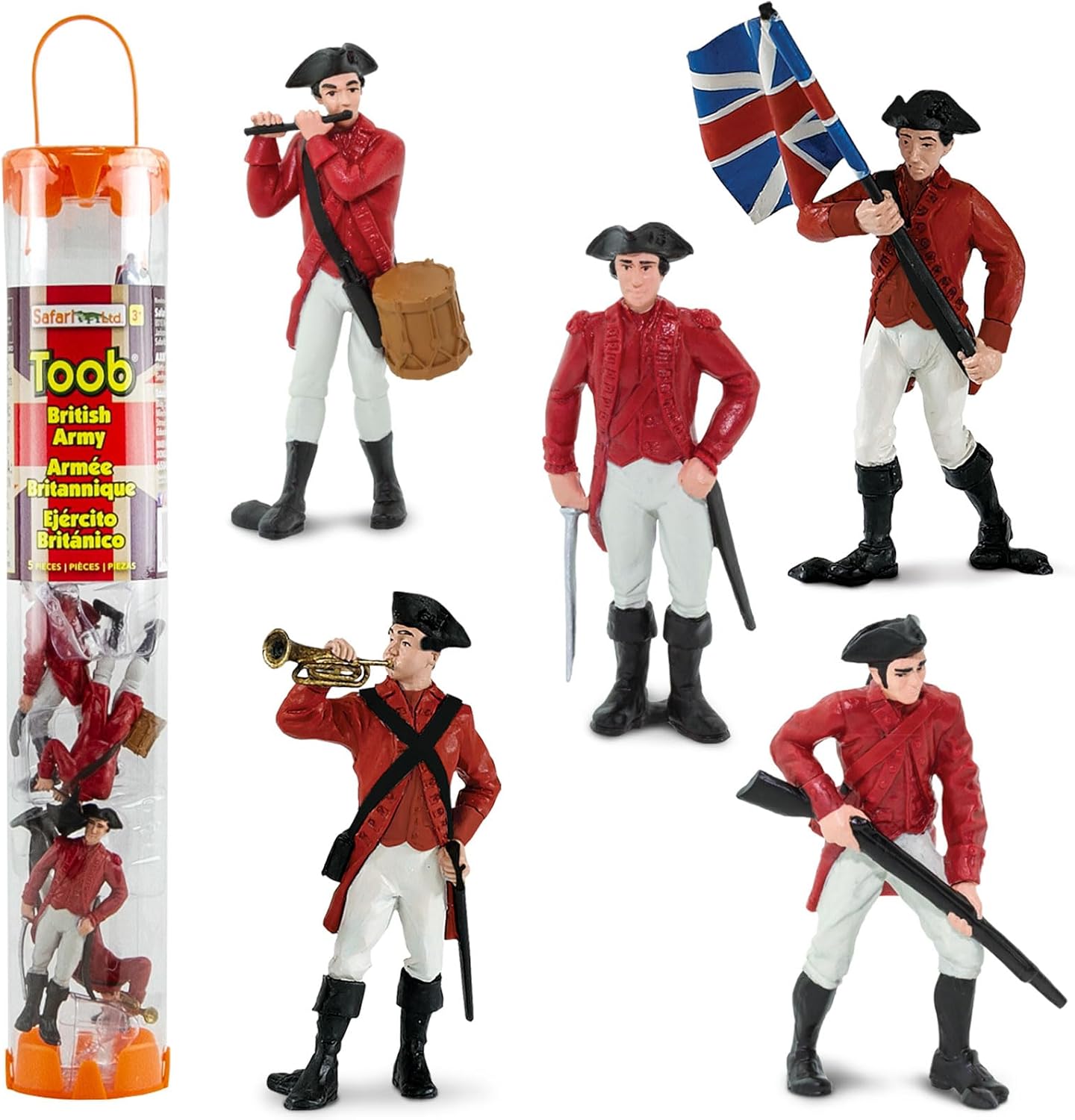 Safari Ltd. Revolutionary War British Army Designer TOOB - Set of 6 Detailed Miniature Figures Including General Cornwallis - Educational Toy Figurines for Boys, Girls & Kids Ages 3+