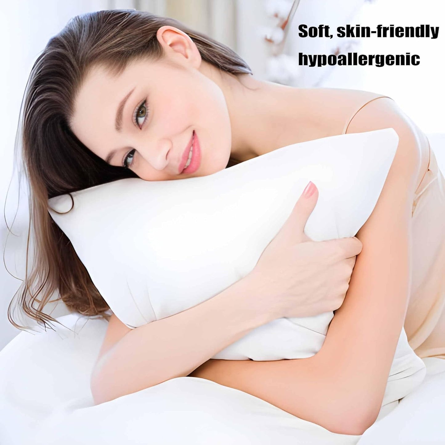 Ultra Thin Flat Soft Bed Pillows King Size Set of 2 Pack for Sleeping 20"x36", Hypoallergenic Skin Friendly Machine Washable