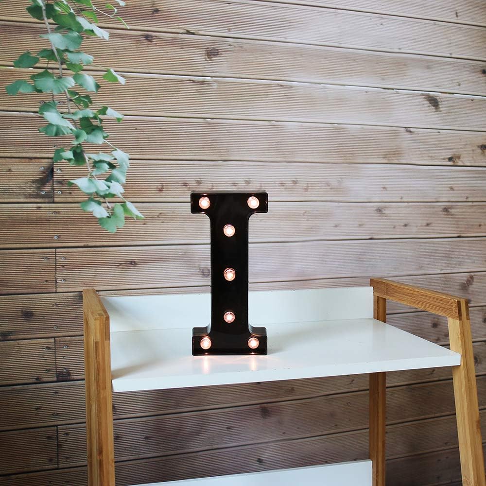 OYCBUZO Light Up Black Alphabet Marquee Letters Sign LED Marquee Number Lights Sign for Night Light Home Bar Christmas Lamp Birthday Party Wedding Decoration I