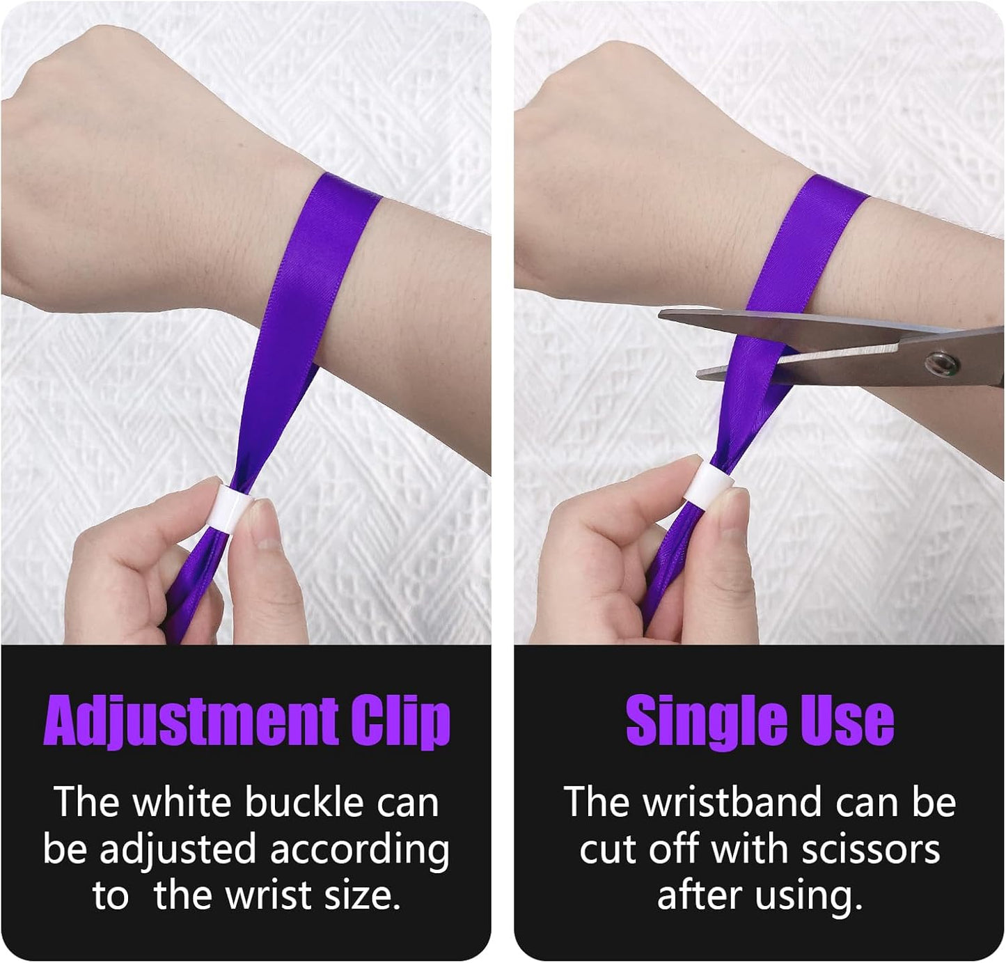 Green-Power America 100 Pcs Cloth Event Wristbands, Event Wristbands, Colored Wrist Bands for Events, for Lightweight Concert Wrist Strap for Activities, Party Bracelets for Events (Color : Purple)