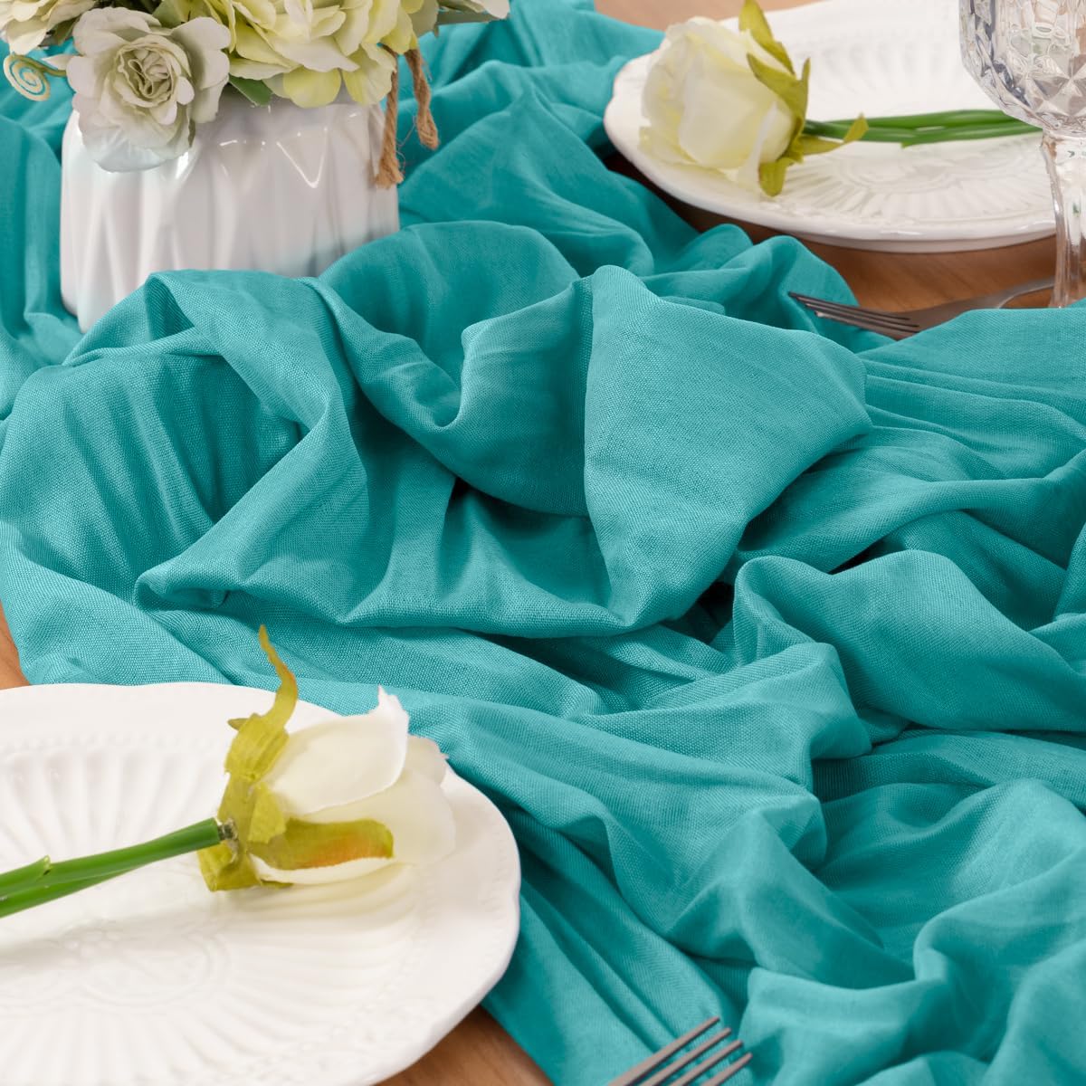 Teal Table Runner Cheesecloth Table Runners 10FT Farmhouse Table Runners 120 Inches Fall Table Decor Dining Room Centerpiece Wedding Boho Baby Shower Birthday