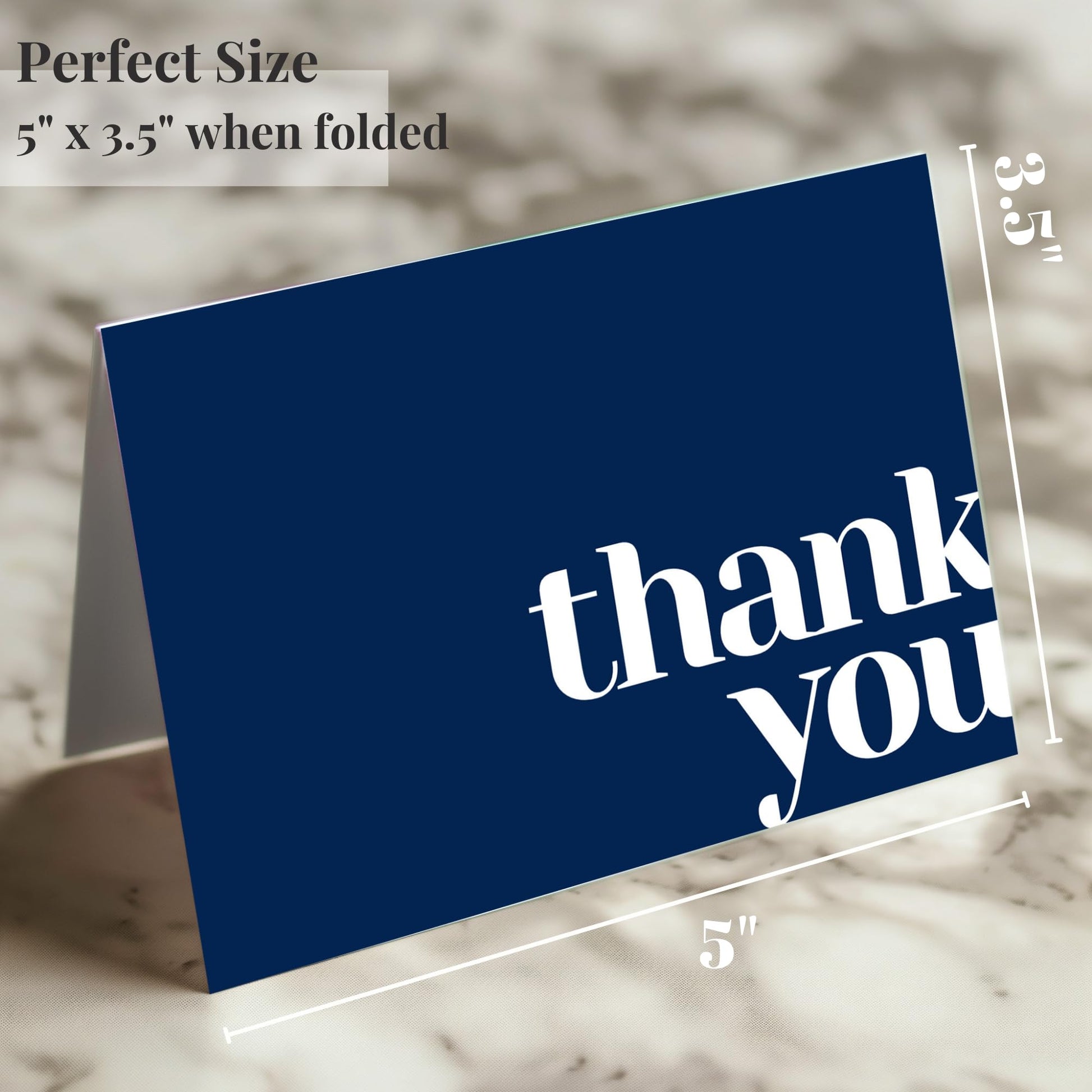 Paper Play Thank You Cards Bulk Pack of 40 Blue, 5x3.5 Inches with Matching Stickers & Envelopes