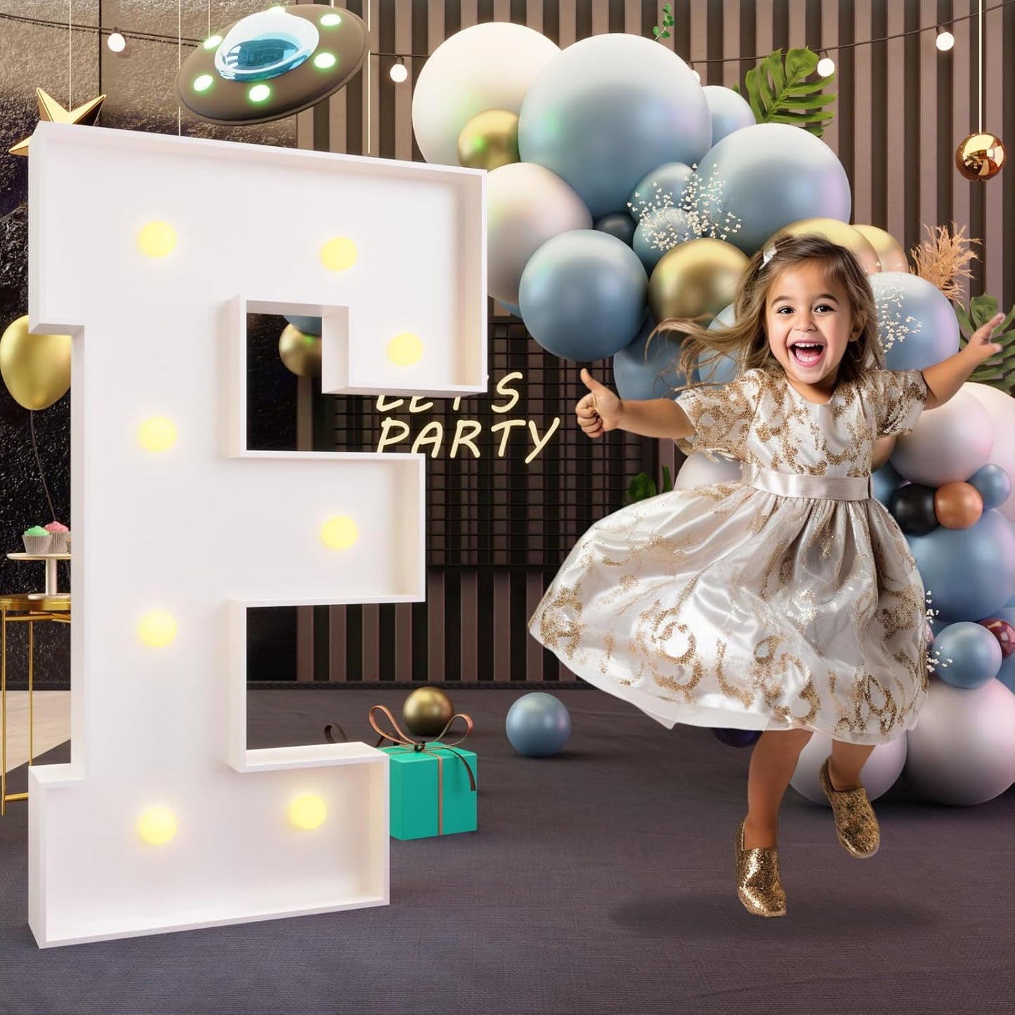 imprsv Marquee Light Up Letters, 3FT Marquee Letters for Birthday Baby Shower Wedding Decorations Light Up Letters for Engagement Party Decor, Large Marquee Letters for Party Decorations, Letter F