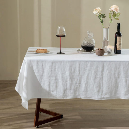 Talasily Linen Tablecloth 100% Pure Linen Table Cloth 60x120 Inches Rectangle Tablecloths Washable Cloths for Kitchen, Dining, Buffet Parties, Holidays, Picnic, Weddings and Restaurants-White