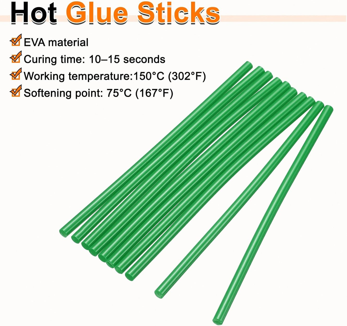 HARFINGTON 10pcs Hot Glue Sticks 0.28" Dia x 3.94" Long EVA Mini Hot Melt Adhesive Glue Stick for Hot Melt Gun Wood Plastic Glass Flowers Fabrics Foam, Deep Green