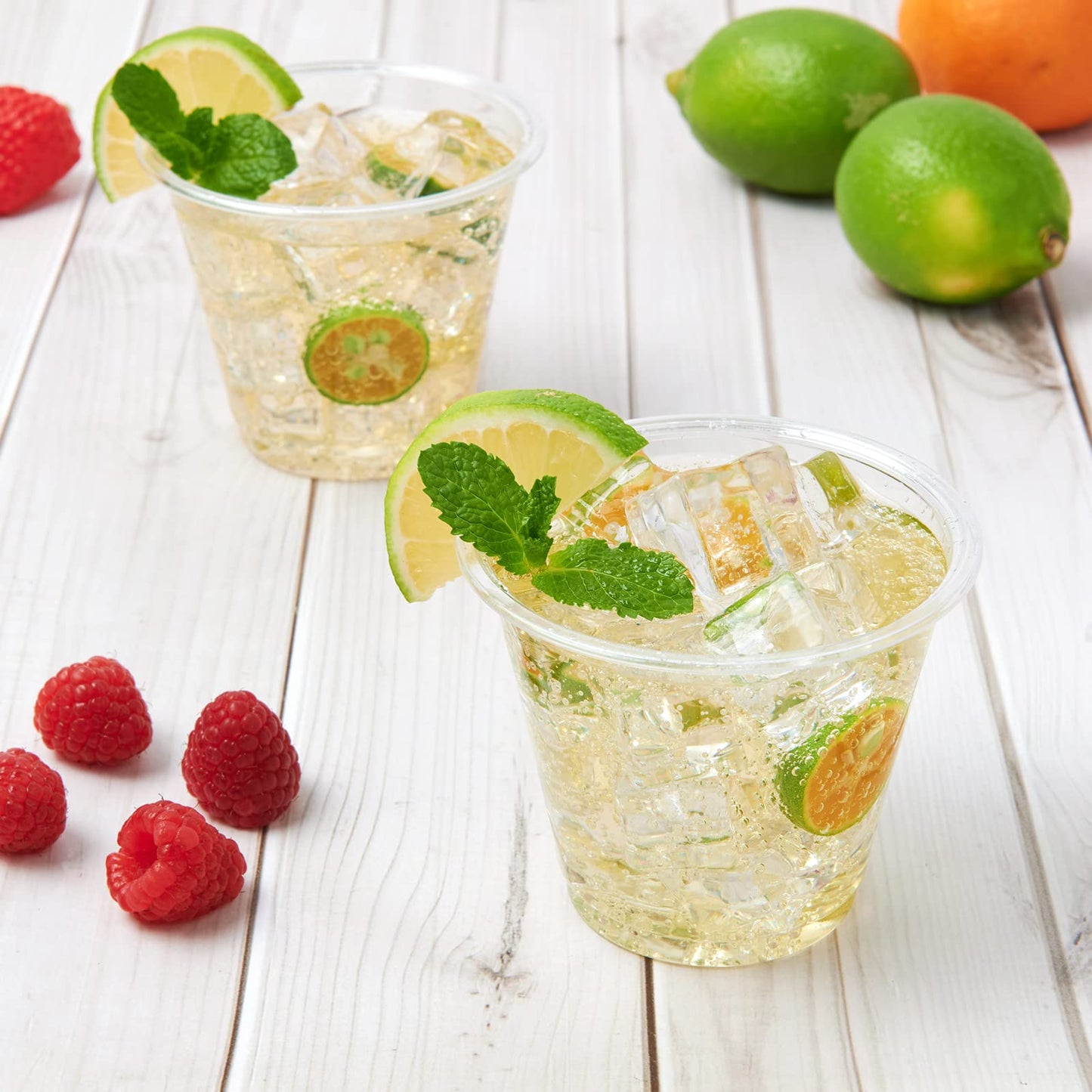 Turbo Bee 300 Pack 9oz Clear Plastic Cups,Disposable Crystal Drinking Cups,PET Plastic Party Cups
