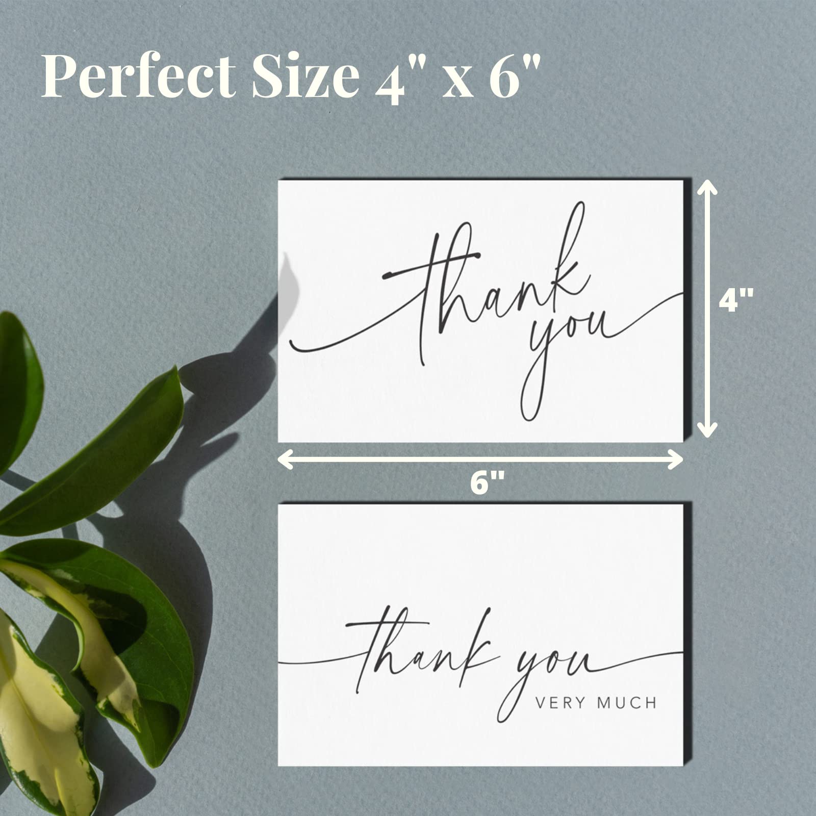Thank You Cards with Envelopes & Matching Stickers, Bulk Pack of 100, 4x6 Inch Minimalistic Design
