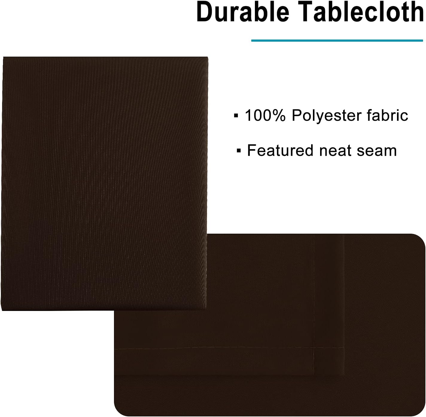 Hiasan Waterproof Tablecloth Rectangle - Washable Fabric Table Cloth for Dining Room Kitchen Birthday Party and Outdoor Use, Chocolate, 70 x 120 Inch