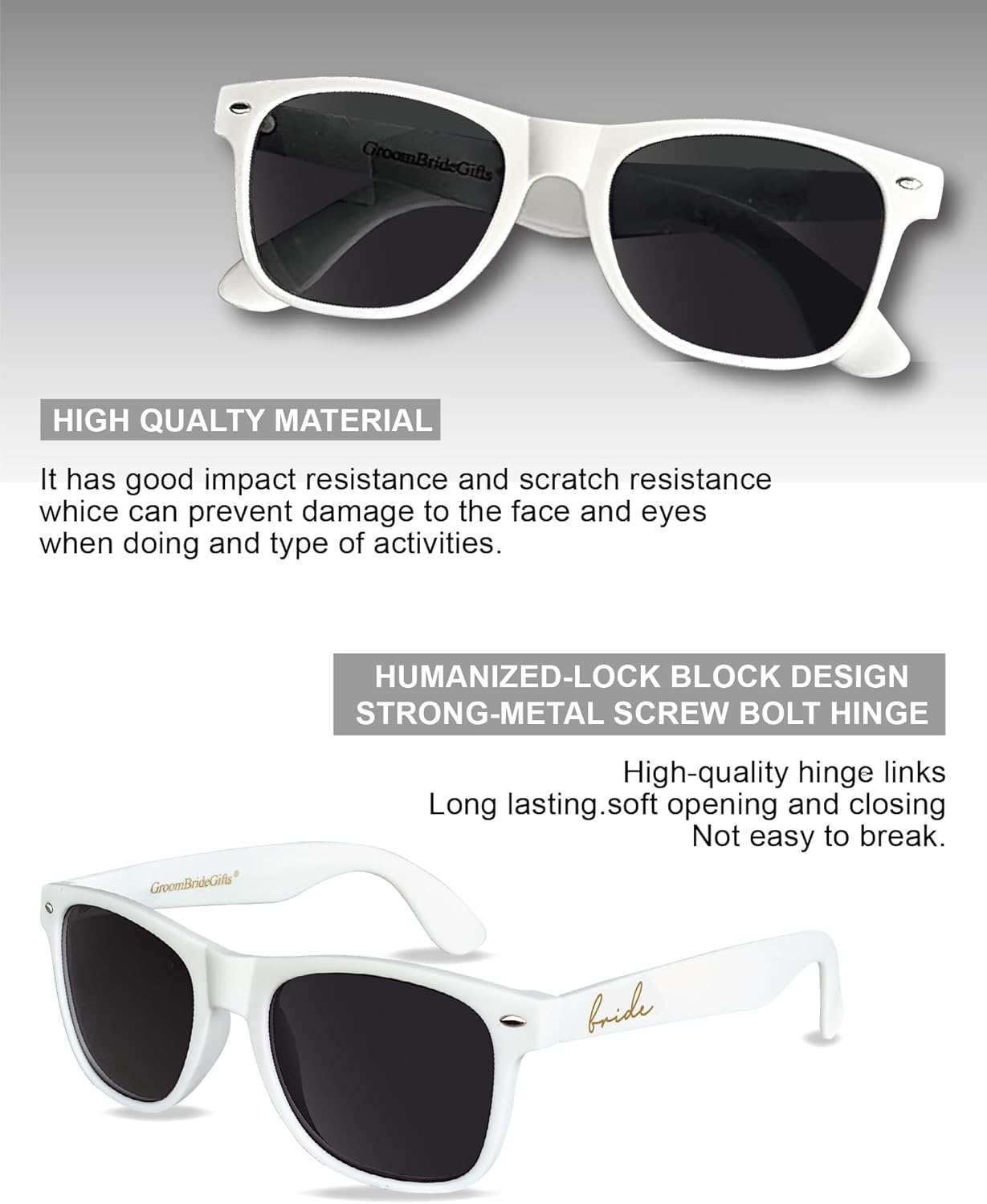 Bride and Groom Polarized Sunglasses for Wedding – UV400 Protection, Lightweight & Stylish Couple Sunglasses